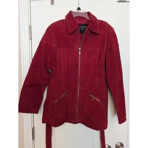 Red Suede Neutral Zone Women's Zipper Jacket. Y2K Size XL